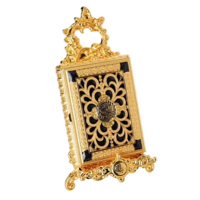 Holy Quran Box With Holder Gold