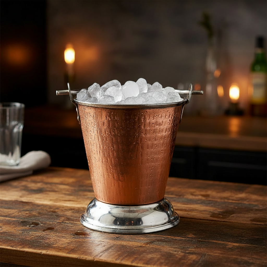 Pure Copper Ice Bucket With Handle 11 x 11 cm