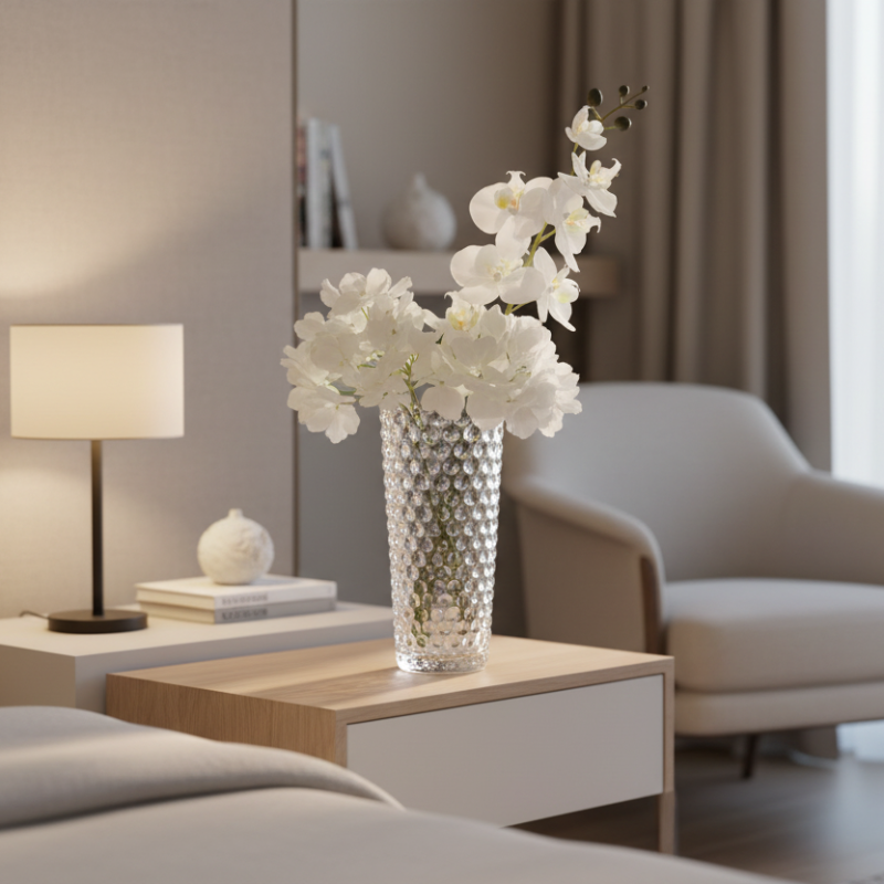 White Crystal Artificial Flower Decorative Vase 19.5cm