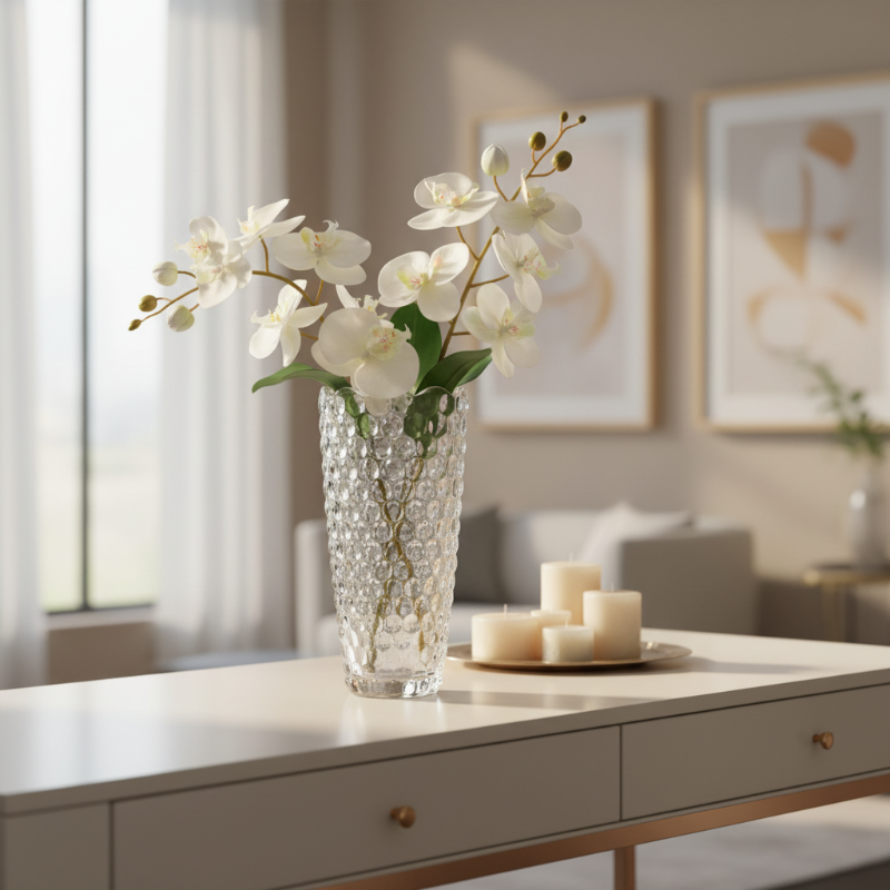 White Crystal Artificial Flower Decorative Vase 24.8cm