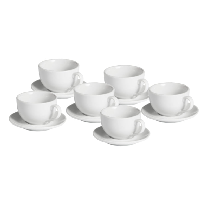 White Porcelain Coffee Cups With Saucer (Set of 6)