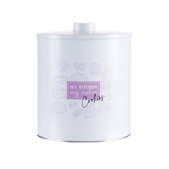 White Round Tin Cookies Can
