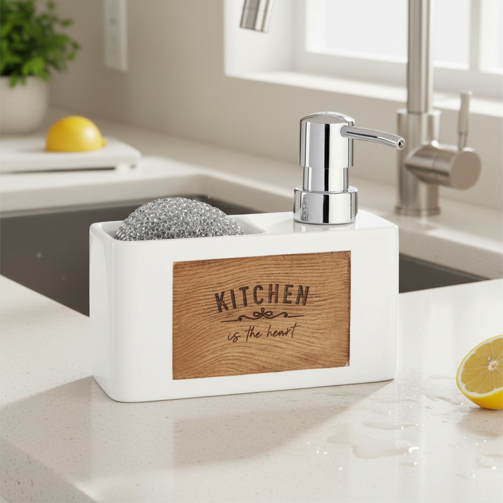 White Soap Dispenser Wood Painting