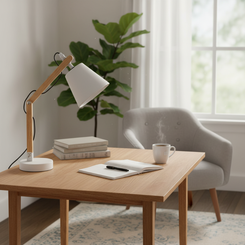 Wooden Study Table Lamp 37cm