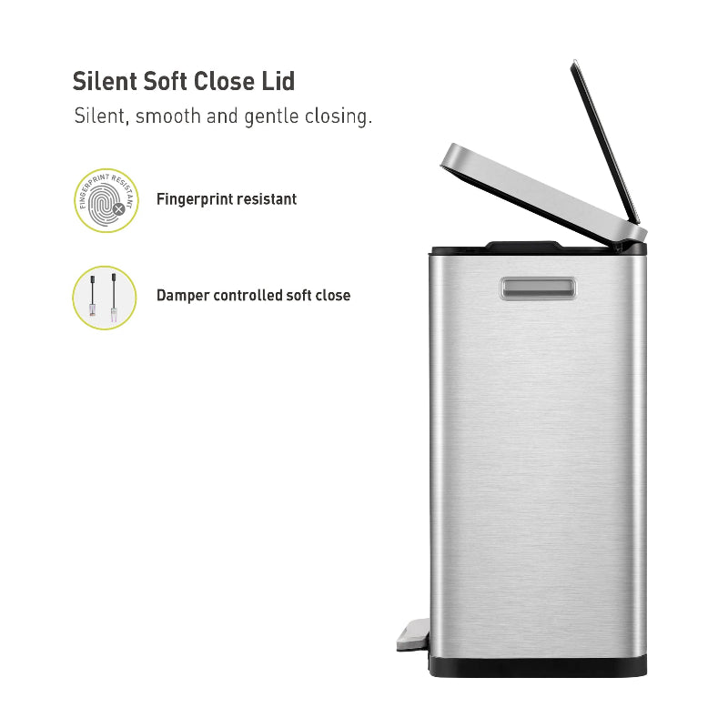 X-Cube Soft Close Pedal Bin 20L+20L Stainless Steel