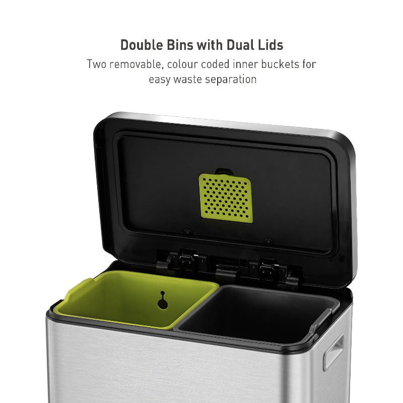 X-Cube Soft Close Pedal Bin 20L+20L Stainless Steel