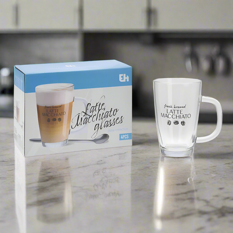 Latte Macchiato Cup Set With Spoon 4pcs