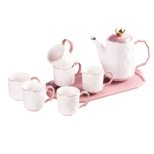 Tea Set With Tray Pink (Set of 8)
