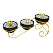 3 Condiment Sets With Gold Stand