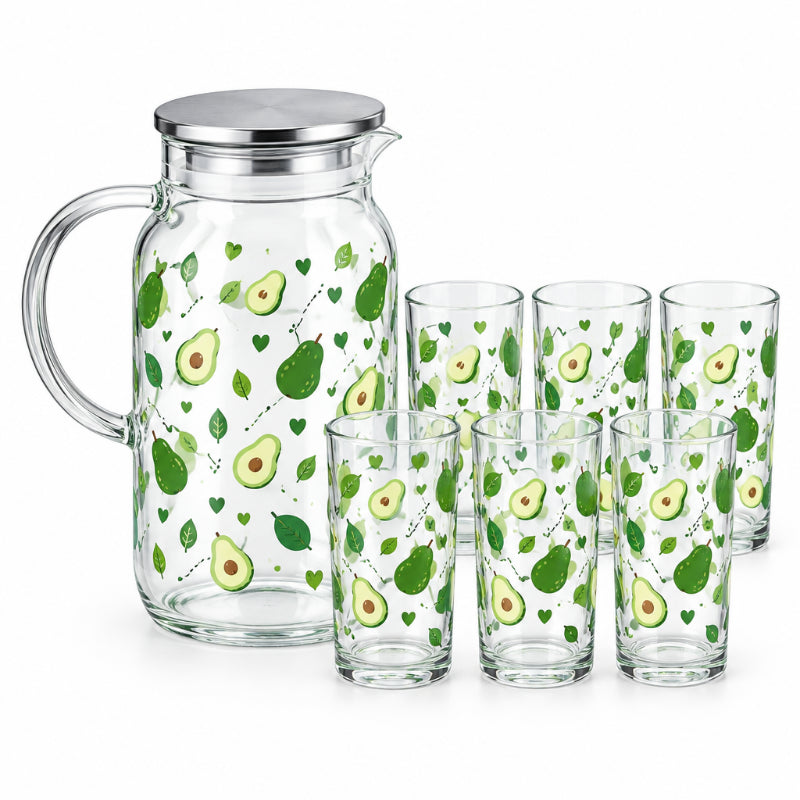 Fruit Printed Water Jug & Serving Glass Set 7pcs