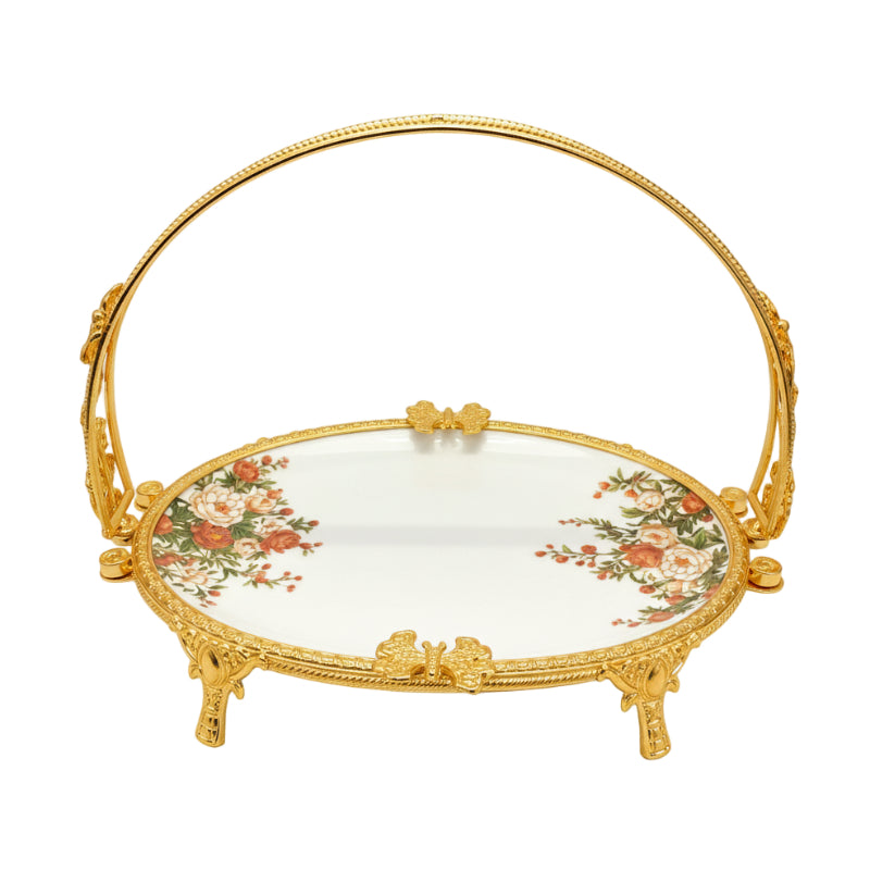 Royal Bloom Serving Platter White & Gold 24x36x28 cm