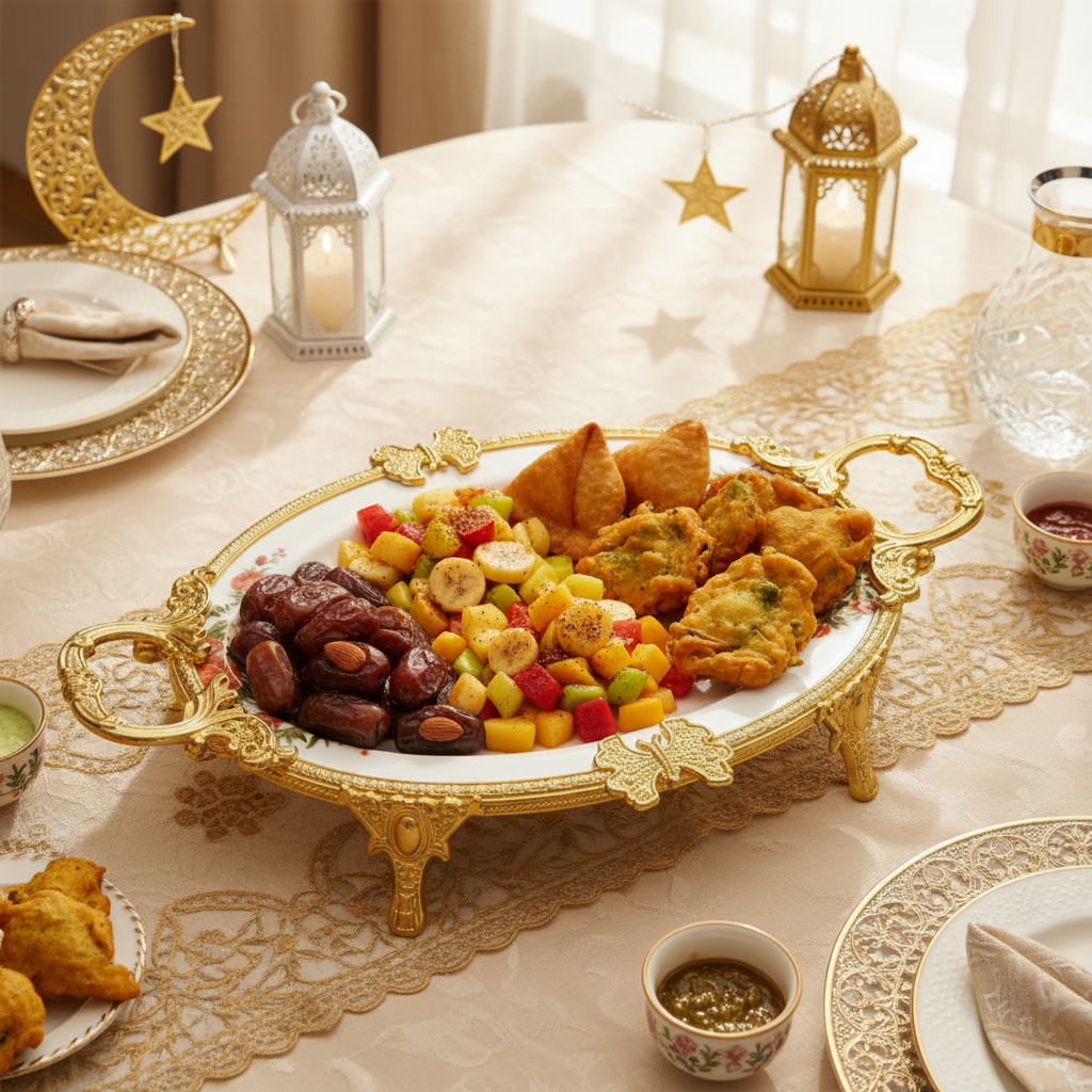 Royal Bloom Serving Platter White & Gold 42x25.5x6 cm