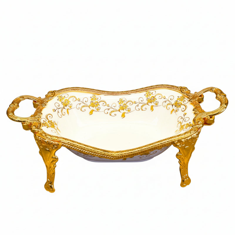 Royal Bloom Deep Serving Platter White & Gold 34x17x11 cm