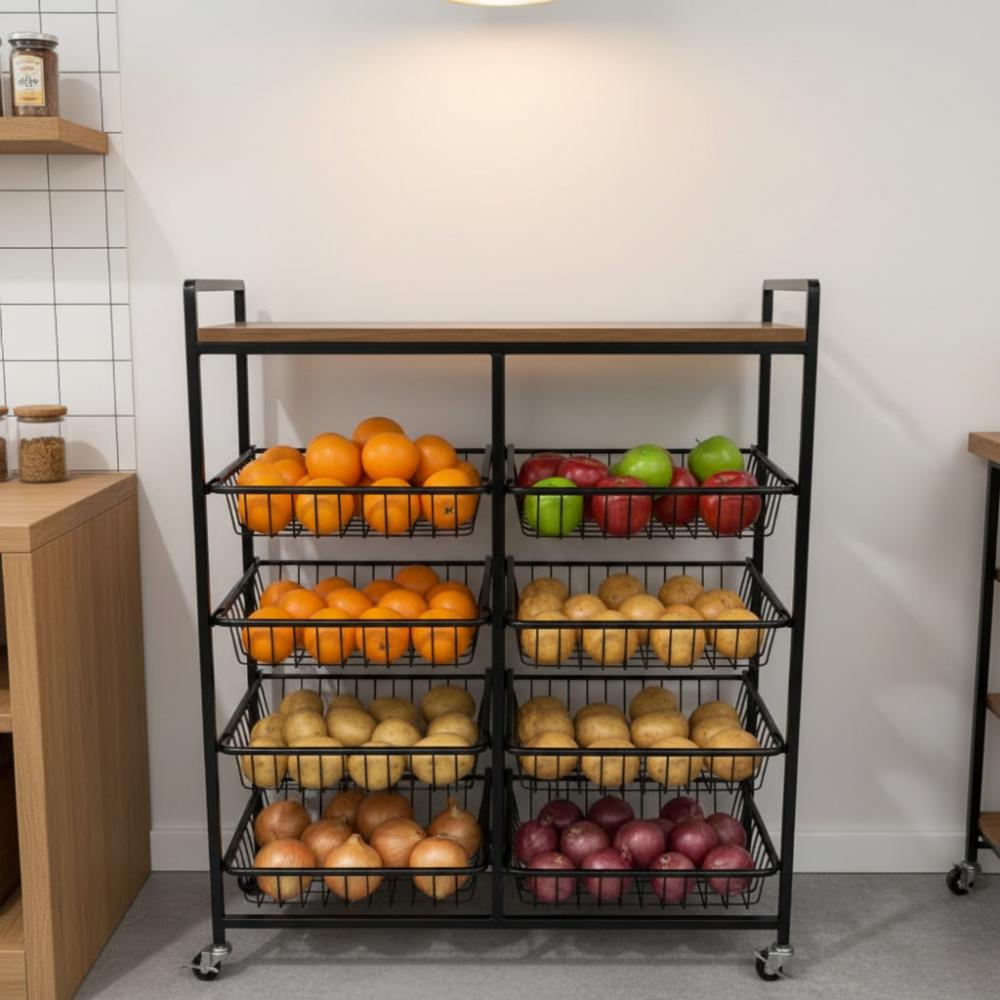 4 Tier Multipurpose Metal Storage Shelf With Wheels