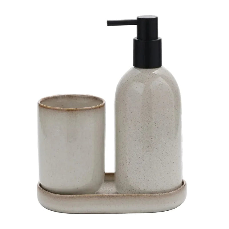 Bathroom Set Speckled Beige (Set of 3 Pcs)