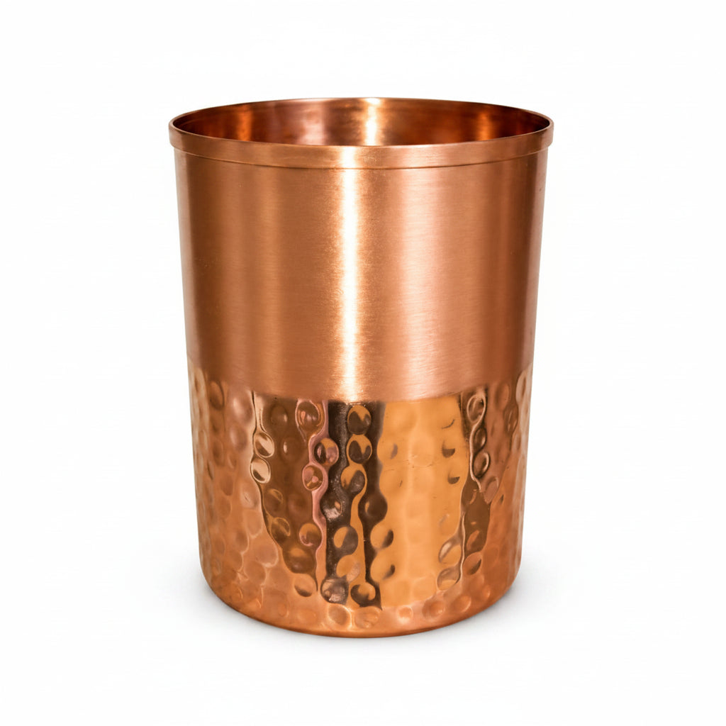 Pure Copper Half Hammered Drinking Glass 200ml