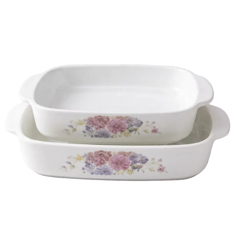 Rectangular Ceramic Baking Dish Floral (Set of 2)