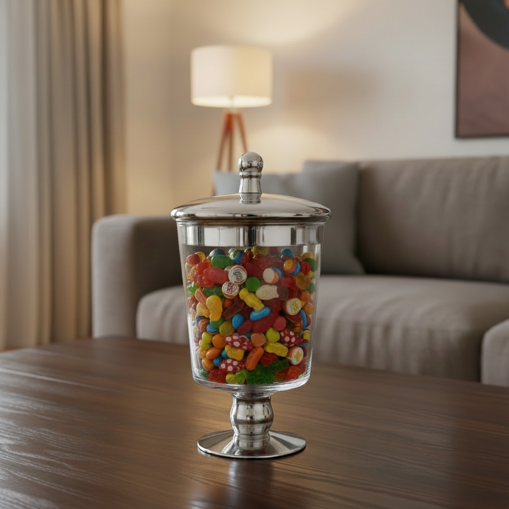 Glass Storage Jar Silver 23.5cm