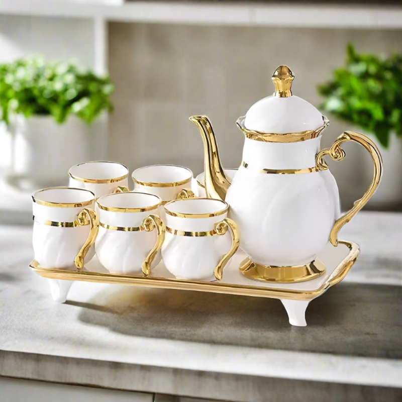 Tea Set White & Gold