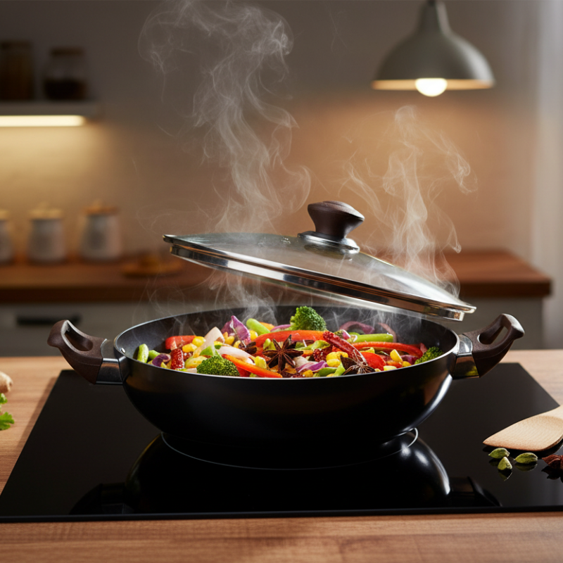 Non Stick Karahi With Glass Lid Black 28cm