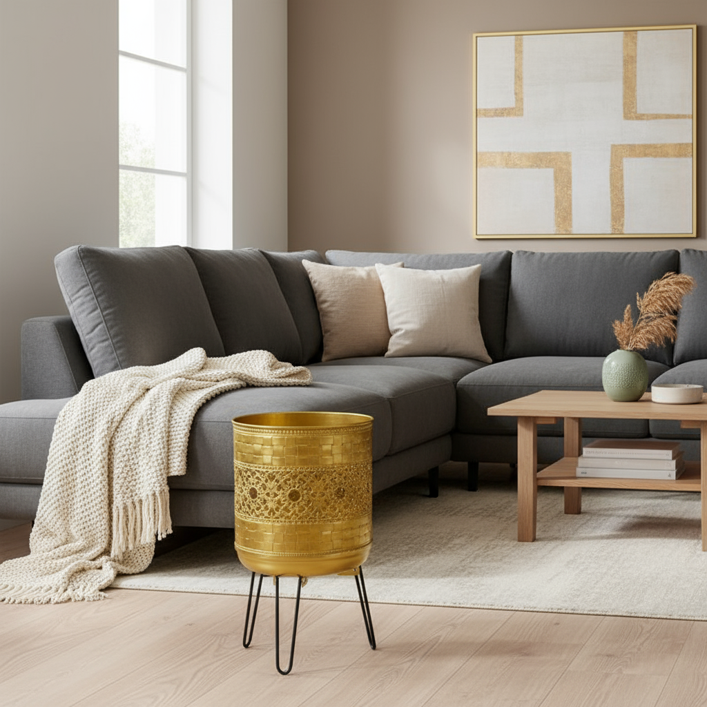 Metal Planter With Folding legs (Set of 2)