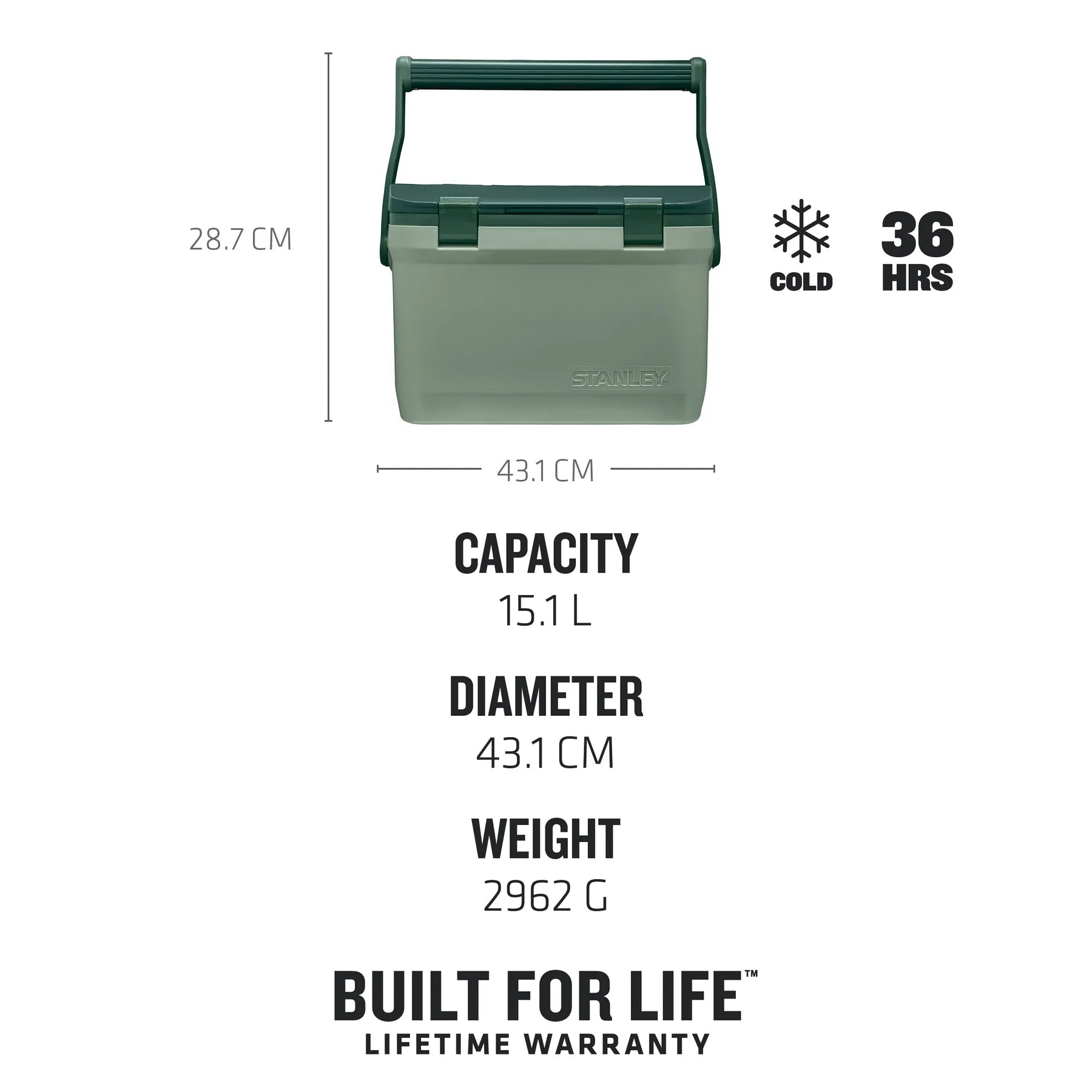 The Easy-Carry Outdoor Cooler 15.1L / 16QT Green
