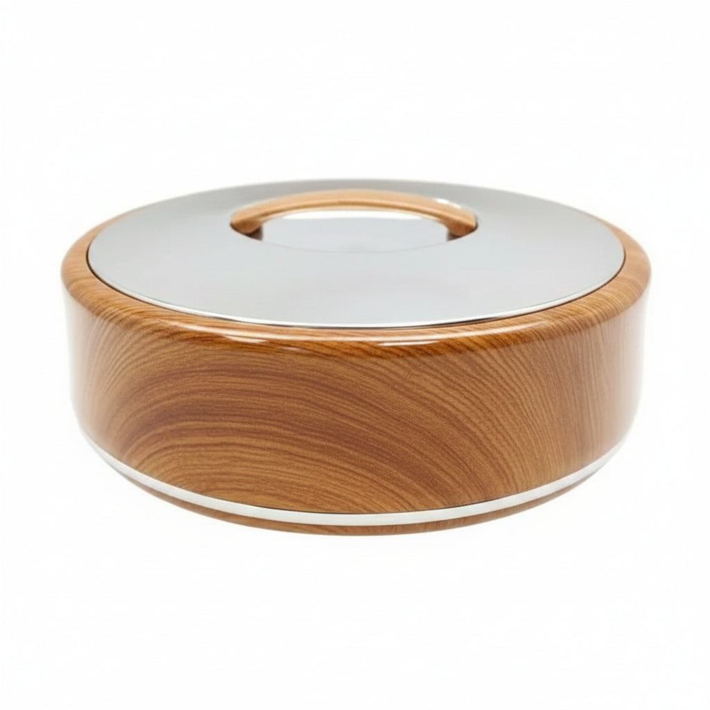 3 Ltr Round Light Wood+Silver Hotpot