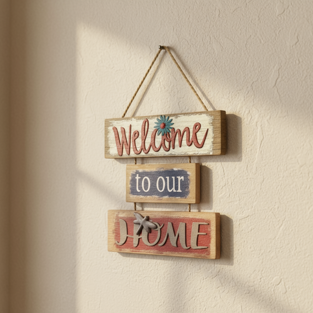 Hanging Welcome Home Wooden Frame