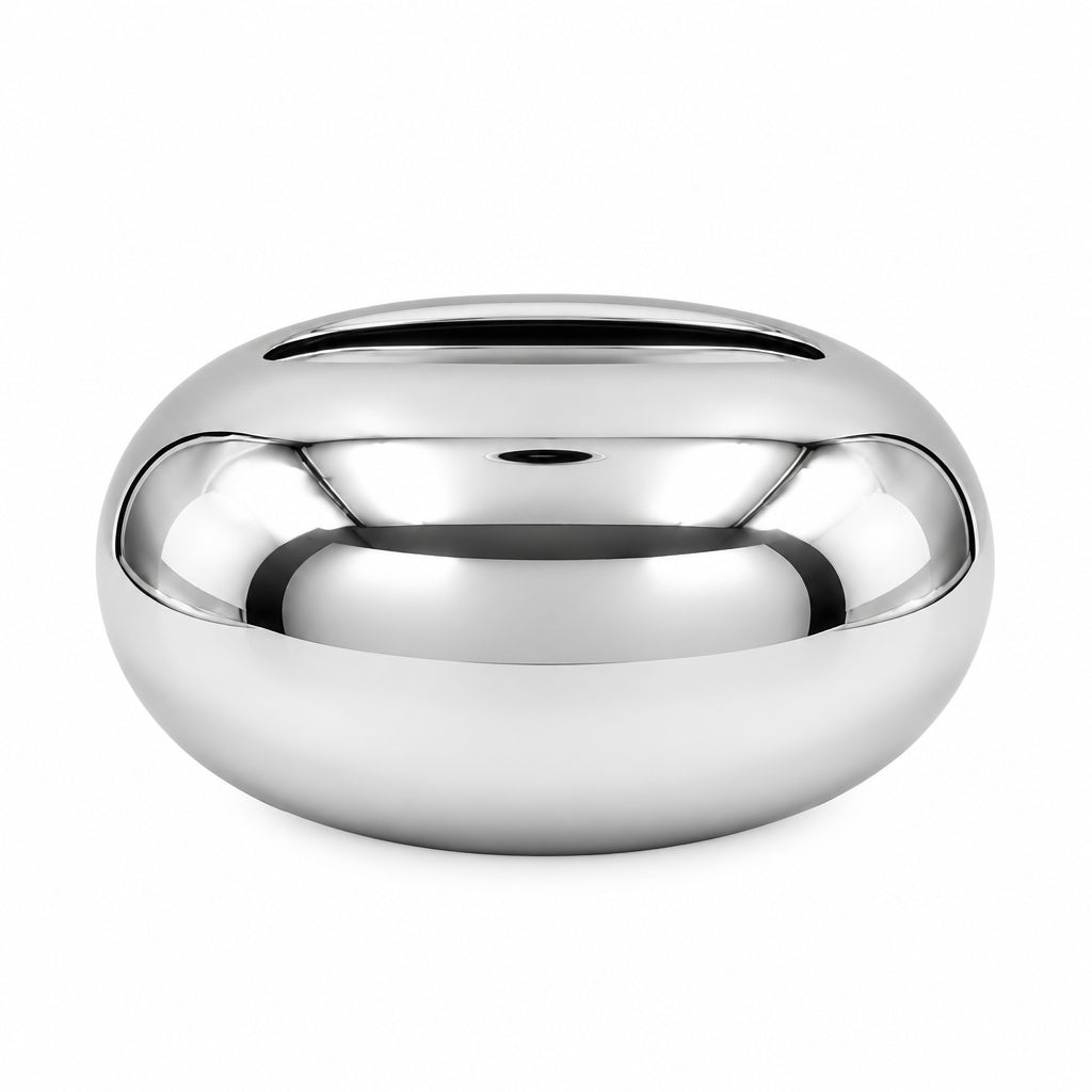 Silver tissue box holder with domed lid and top slot