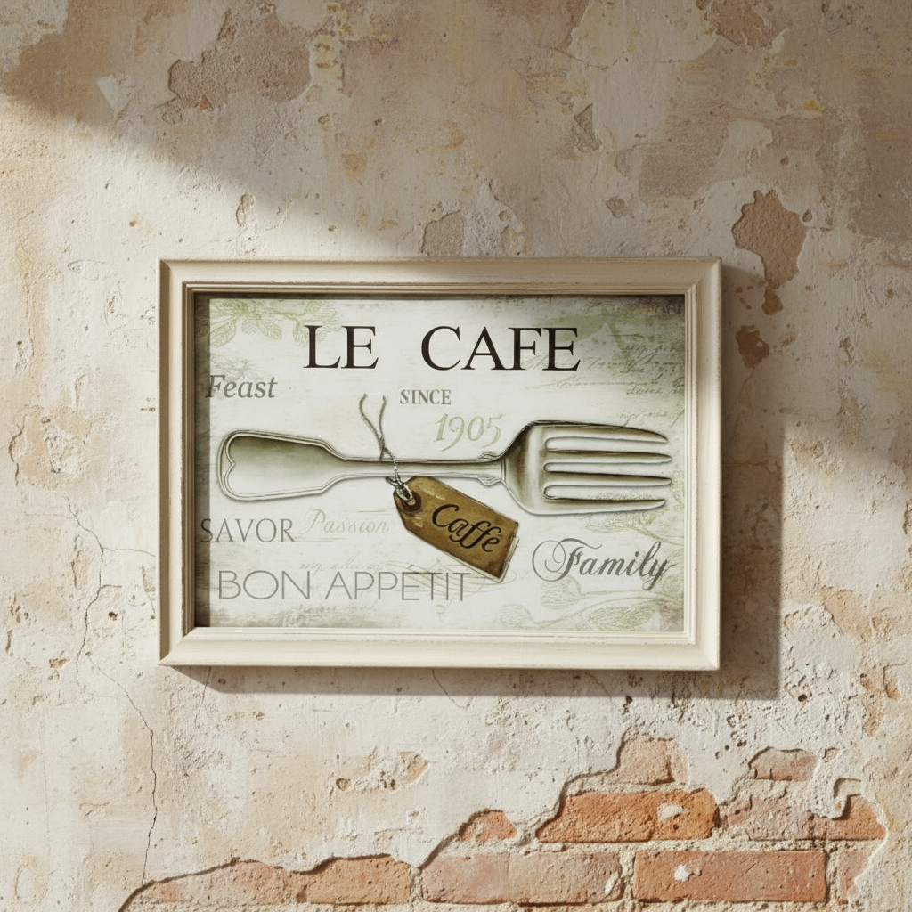 Printed Wooden Frame Le Cafe