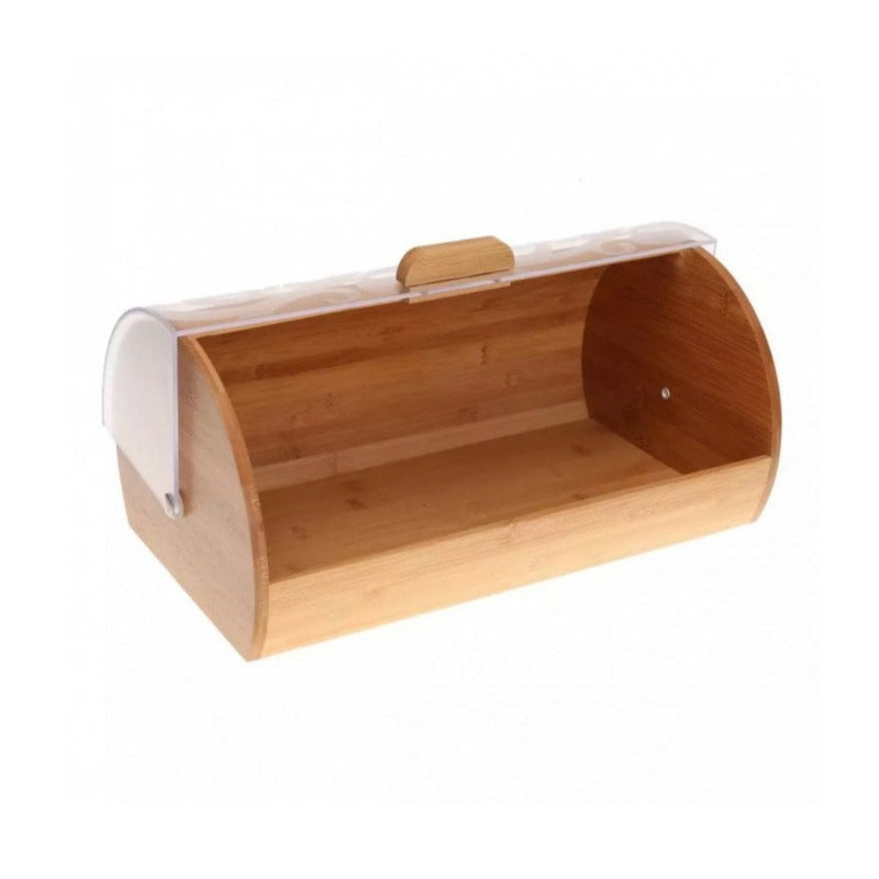 Bread Box Wood With Glass Lid
