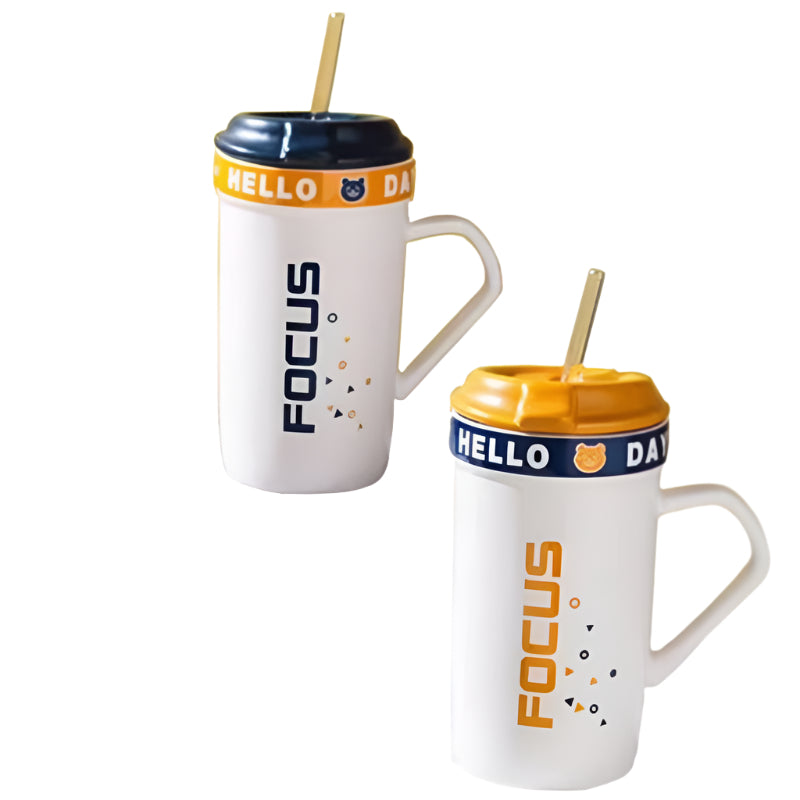Mug With Lid & Straw 2 Piece Set