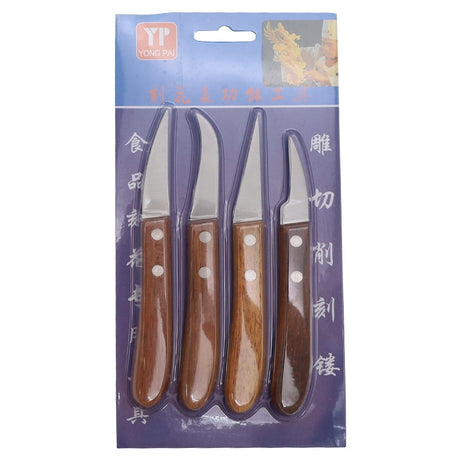Multipurpose Carving Knife With Wooden Handle (Set of 4pcs)