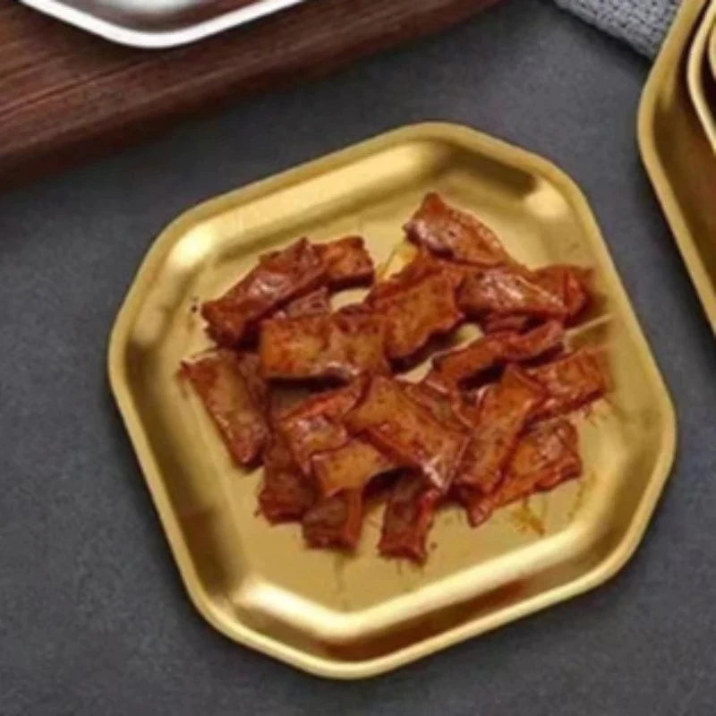 Stainless Steel Gold Plated Octagon Serving Platter 10.5cm