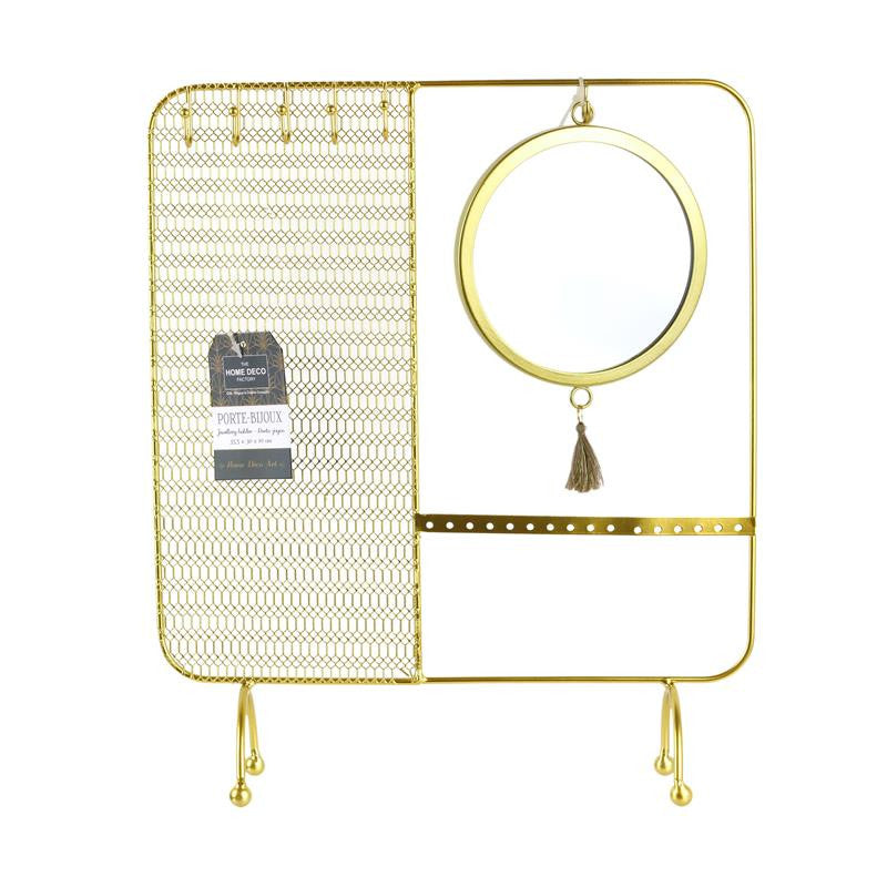 Wall-mounted jewelry storage organizer with mirror