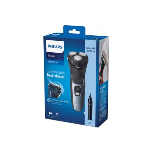 Philips Wet or Dry Electric Shaver, Series 3000, With Nose Trimmer
