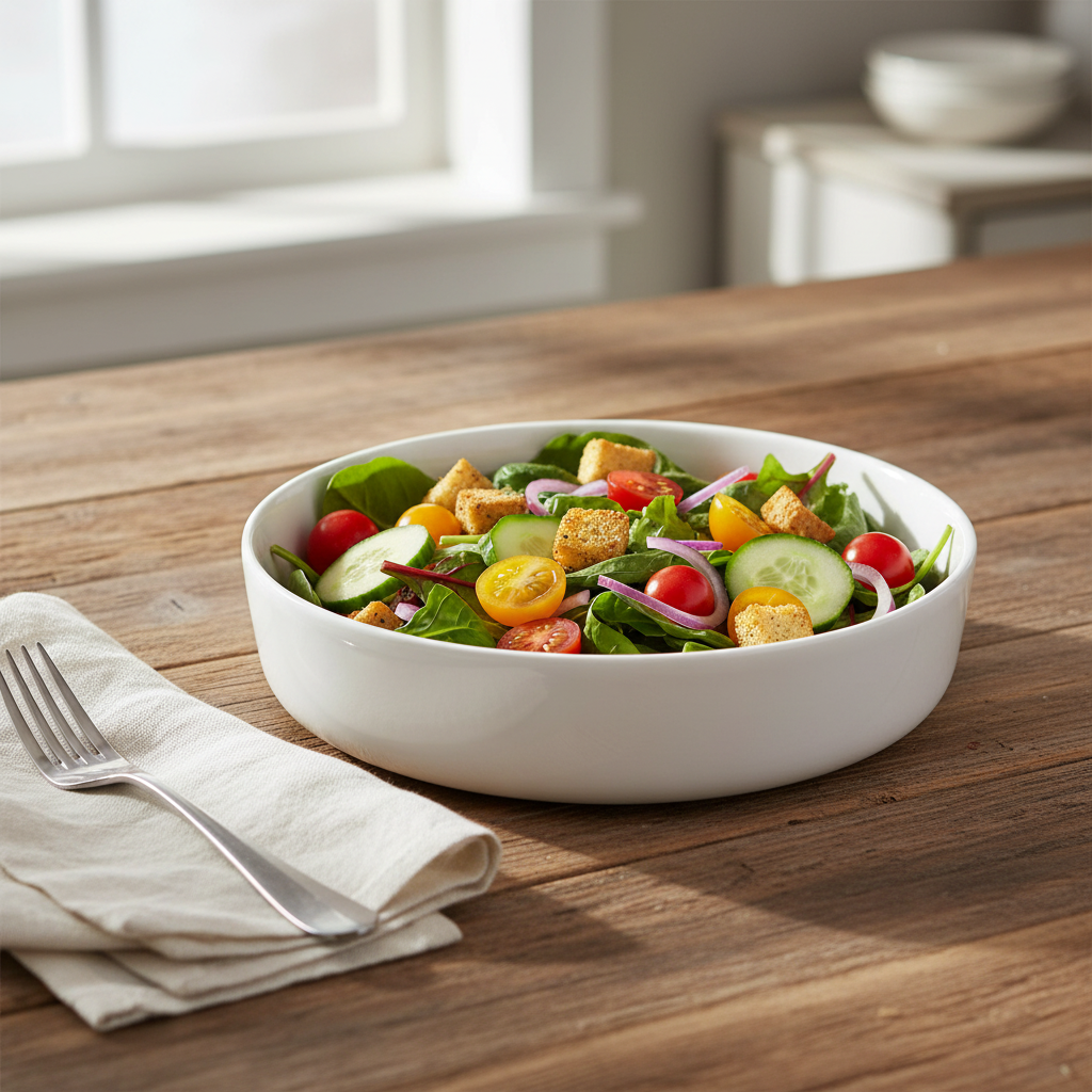 Ceramic Round Salad Bowl White 10.5"