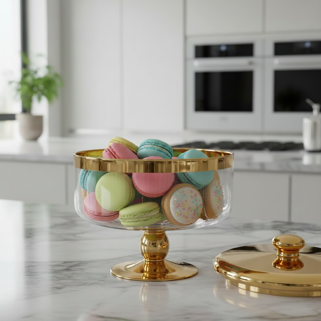 Glass Storage Jar Gold 17.5cm