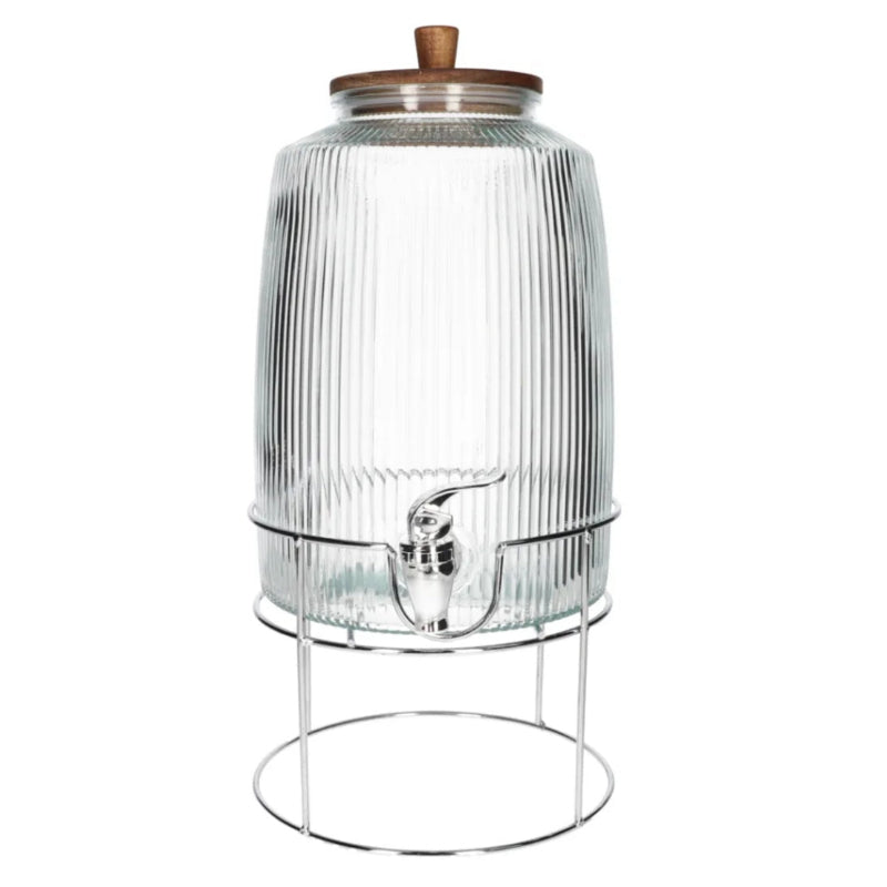 Glass Beverage Dispenser With Stand 6L