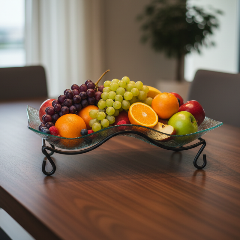 Serving Glass Platter With Black Stand
