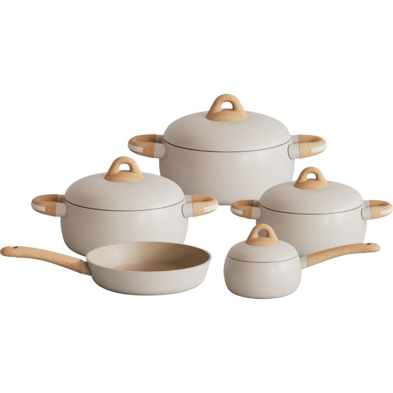 Aluminum Non Stick Cookware Set 9pcs Cream