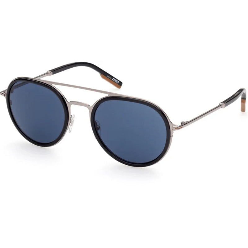 Zegna Men's Sunglass Shiny Light Ruthenium/Blue