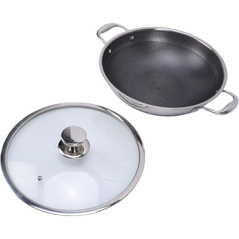 Honey Comb Stainless Steel Kadai With Lid 28cm