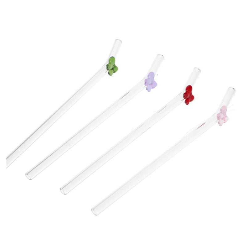 Reusable Glass Straws & Cleaning Brush (Set of 5 Pcs)