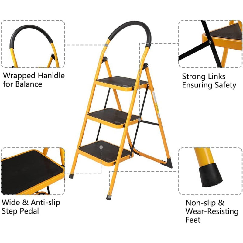 3 Step Folding Iron Ladder