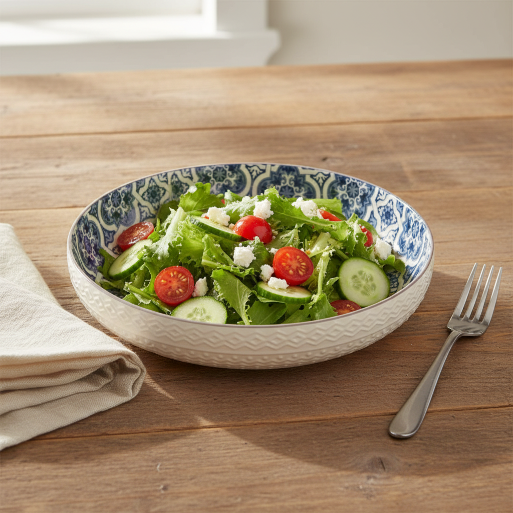Bohemian Ceramic Deep Salad Plate 12"