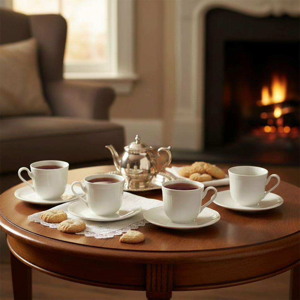 Ceramic Cup & Saucer White (Set of 6)