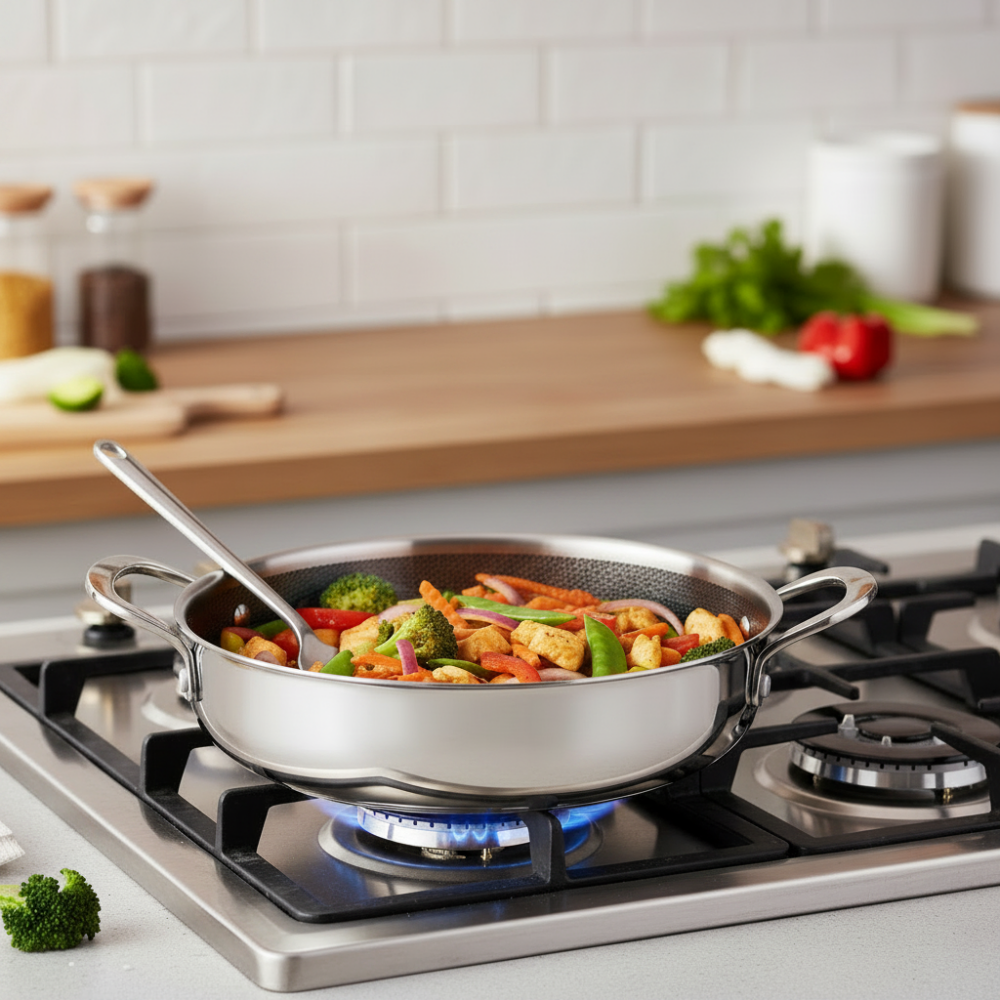 Honey Comb Laser Coated Shallow Casserole With Lid 34cm