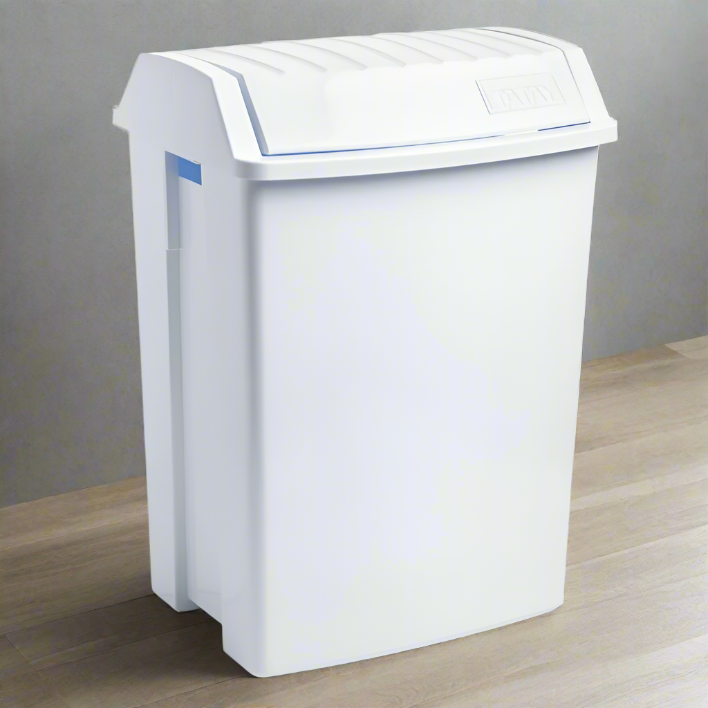 Trash Bin 49L W/Swinging Flap White