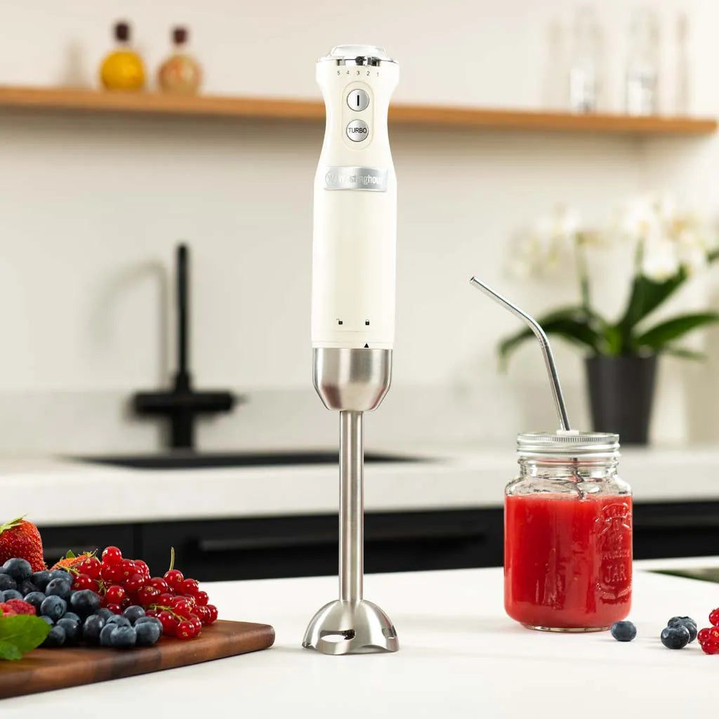 Westinghouse Retro Hand Blender White With Beaker